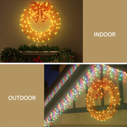 Jingle Jollys Christmas Lights 60cm Motif 160 LED Solar Wreath Xmas Decorations