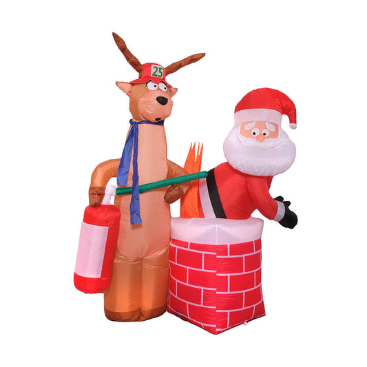 Christmas By Sas 1.5m Santa Stuck In Chimney Built-In Blower LED Lighting