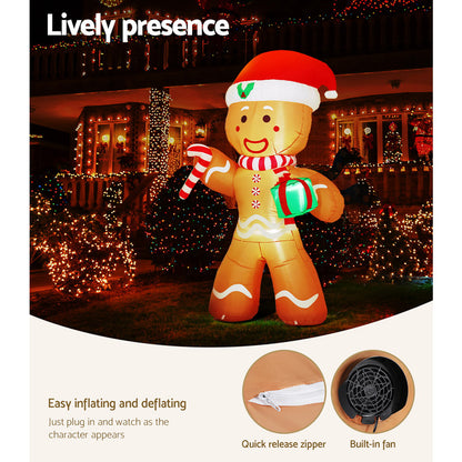 Jingle Jollys Christmas Inflatable Bear Doll 2.4M Outdoor Decorations Lights