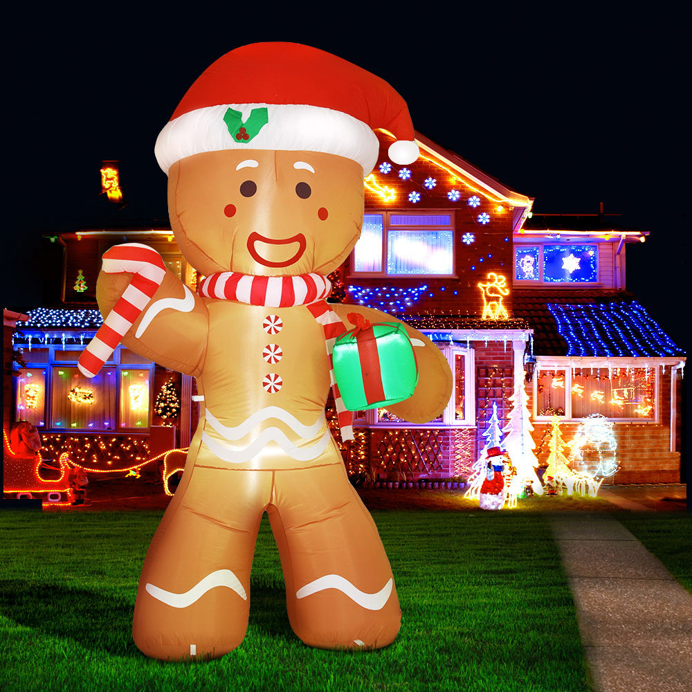 Jingle Jollys Christmas Inflatable Bear Doll 2.4M Outdoor Decorations Lights