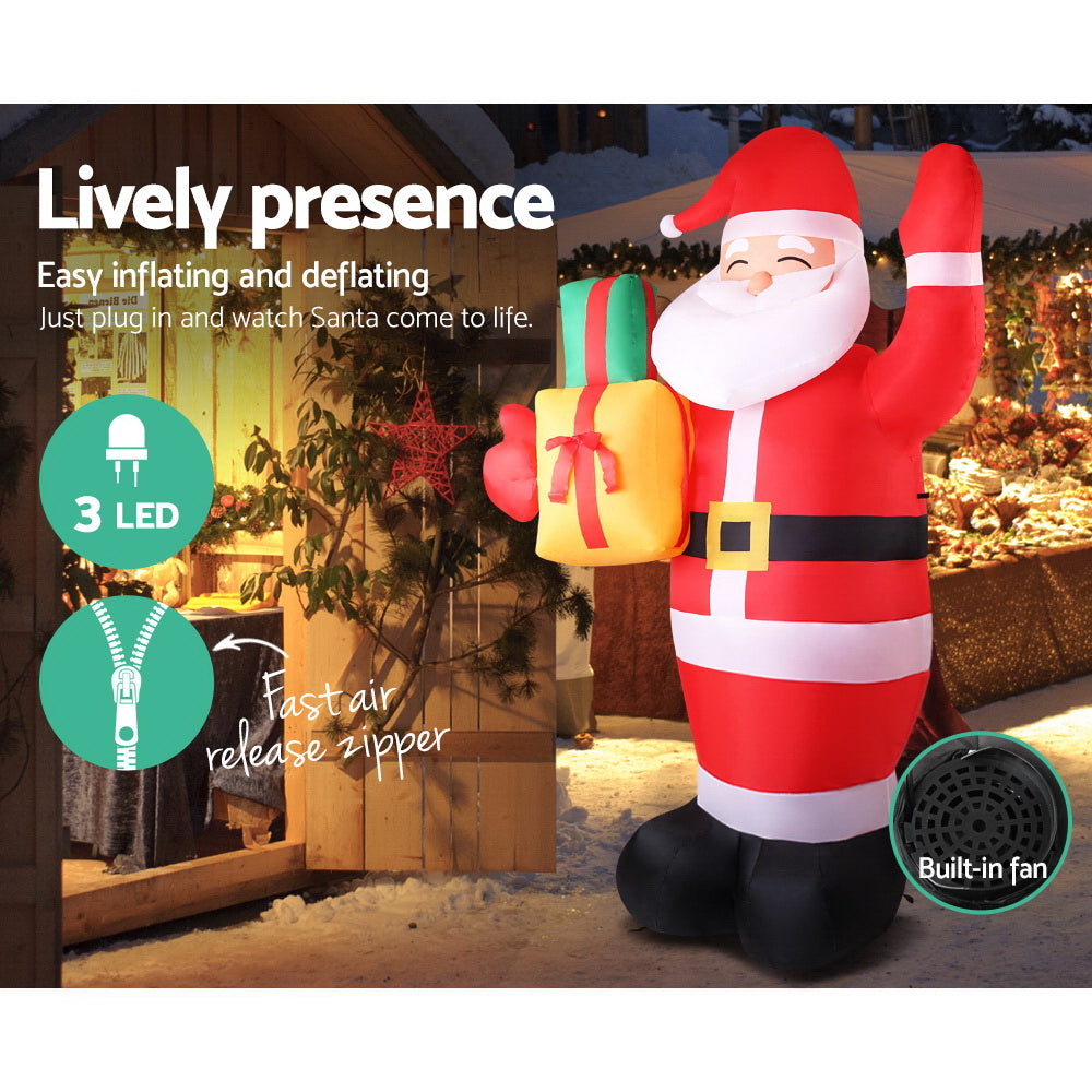 Jingle Jollys Christmas Inflatable Santa 2.4M Outdoor Xmas Decorations Lights