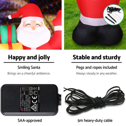 Jingle Jollys Christmas Inflatable Santa 2.4M Outdoor Xmas Decorations Lights