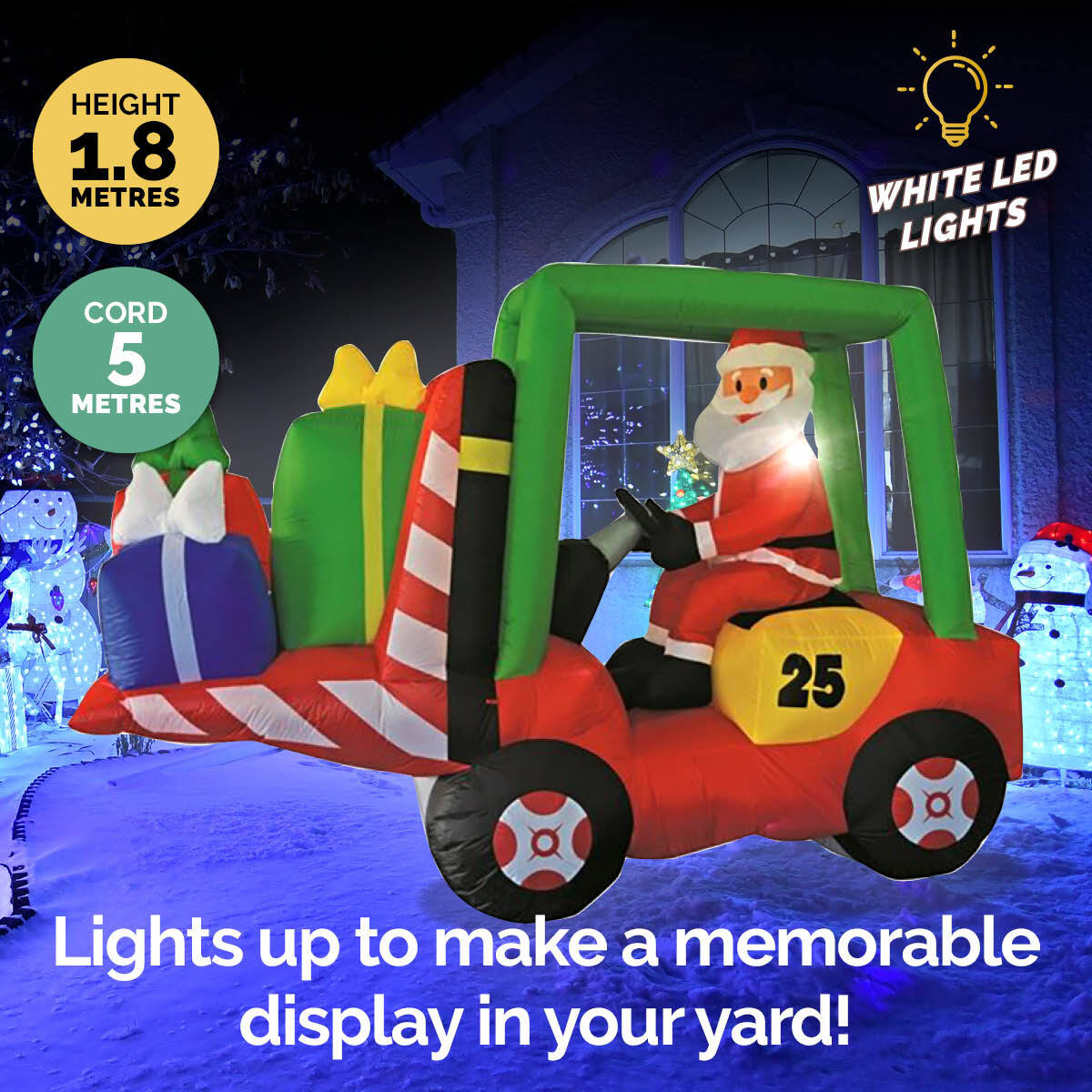 Christmas By Sas 2.4 x 1.8m Santa & Forklift Built-In Blower LED Lighting